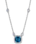 Blue Topaz (1 Ct. T.w.) & White Topaz (1/3 Ct. T.w.) 18 Pendant Necklace In Sterling Silver