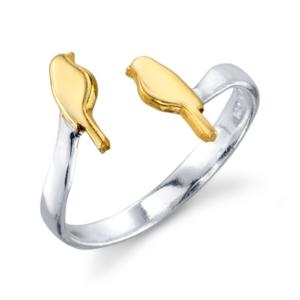 Unwritten Birds Adjustable Ring In Two-tone Sterling Silver