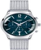 Henry London Knightsbridge Gents 41mm Silver Stainless Steel Mesh Bracelet Strap Watch With Stainless Steel Silver Casing