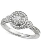 Diamond Multi-level Halo Engagement Ring (3/4 Ct. T.w.) In 14k White Gold