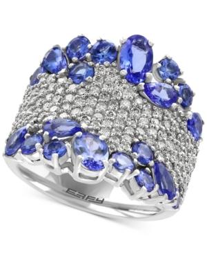 Effy Tanzanite Royale Tanzanite (3-1/4 Ct. T.w.) And Diamond (1-1/8 Ct. T.w.) Ring In 14k White Gold, Created For Macy's