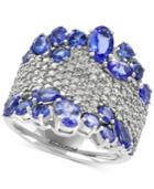 Effy Tanzanite Royale Tanzanite (3-1/4 Ct. T.w.) And Diamond (1-1/8 Ct. T.w.) Ring In 14k White Gold, Created For Macy's