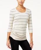 Pink Rose Juniors' Striped Ruched Fine Gauge Sweater
