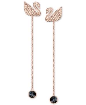 Swarovski Rose Gold-tone Crystal Swan Ear Jacket Earrings