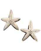 14k Gold Earrings, Starfish Diamond Accent