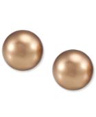 Carolee Earrings, Gold Glass Pearl Stud