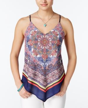 Bcx Juniors' Printed Handkerchief-hem Tank Top