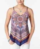 Bcx Juniors' Printed Handkerchief-hem Tank Top