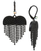 Betsey Johnson Chain Fringe Heart Drop Earrings