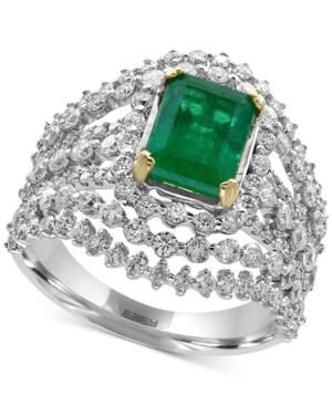 Effy Brasilica Emerald (1-3/8 Ct. T.w.) And Diamond (1-5/8 Ct. T.w.) Ring In 14k White Gold