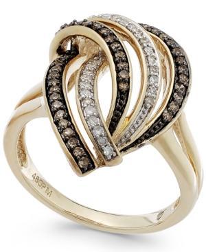 Wrapped In Love Brown (1/5 Ct. T.w.) And White Diamond (1/8 Ct. T.w.) Swirl Ring In 14k Gold