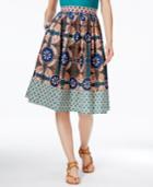 Weekend Max Mara Cellula Cotton Printed A-line Skirt