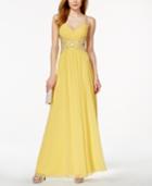 Betsy & Adam Chiffon Cutout Embellished Gown