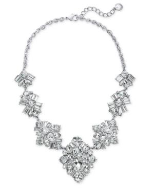 Charter Club Silver-tone Crystal Cluster Statement Necklace, 17 + 2 Extender, Created For Macy's