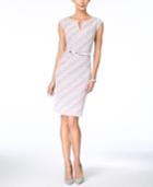 Connected Printed Cap-sleeve Sheath Dress