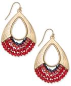 Inc International Concepts Gold-tone Teardrop Burgundy Beaded Drop Earrings, Only At Macy's