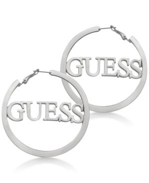 Guess Logo 2 1/4 Hoop Earrings