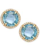 Blue Topaz (4 Ct. T.w.) And Diamond Accent Stud Earrings In 14k Gold