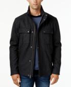 Cole Haan Faux-leather-trim Hooded Coat