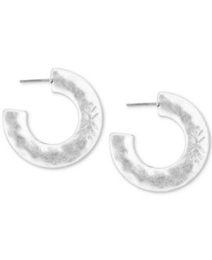Lucky Brand Silver-tone Patterned Open Hoop Earrings