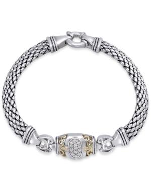 Diamond Mesh Bracelet (1/5 Ct. T.w.) In Sterling Silver And 14k Gold