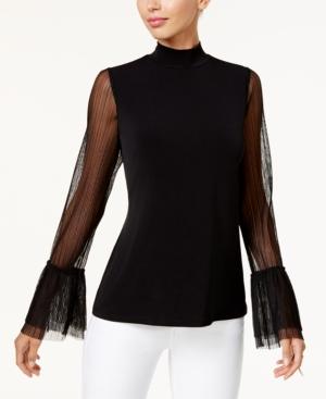 Thalia Sodi Mock-neck Sheer-sleeve Top, Created For Macy's
