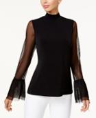 Thalia Sodi Mock-neck Sheer-sleeve Top, Created For Macy's