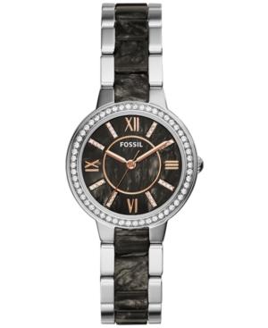 Fossil Women's Virginia Dark Pearlized Acetate And Stainless Steel Bracelet Watch 30mm Es3918