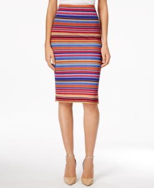 Eci Striped Jacquard Pencil Skirt
