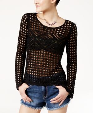 Hooked Up By Iot Juniors' Pointelle Sweater
