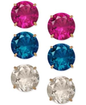 Multi Gemstone Round Stud Earring Set (6-1/8 Ct. T.w.) In 14k Gold