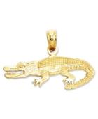 14k Gold Charm, Textured Alligator Charm