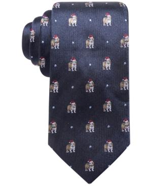 Club Room Men's Bulldog Santa Hat Silk Tie, Created For Macy's