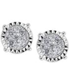 Diamond Cluster Miracle-plate Stud Earrings (1 Ct. T.w.) In 14k White Gold