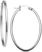 Giani Bernini Polished Skinny Oval Hoop Earrings In Sterling Silver, Created For Macy's