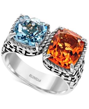 Effy Citrine (2-3/4 Ct. T.w.) And Blue Topaz (2-1/4 Ct. T.w.) Statement Ring In Sterling Silver