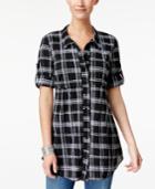 Style & Co Petite Plaid Empire Tunic Shirt, Only At Macy's