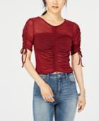 Material Girl Juniors' Sheer Ruched Crop Top, Created For Macy's
