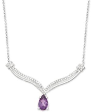 Amethyst (1/2 Ct. T.w.) And Diamond (1/10 Ct. T.w.) Pendant Necklace In Sterling Silver