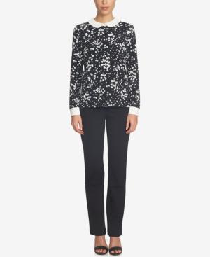 Cece Printed Pleated-collar Blouse