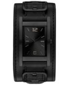 Guess Men's Black Removable Leather Cuff Watch 31x39mm