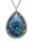 14k Rose Gold Necklace, Opal Triplet And Diamond (1/4 Ct. T.w.) Pendant