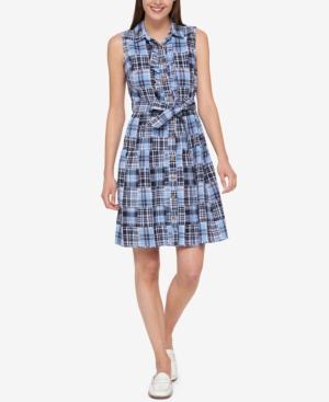 Tommy Hilfiger Cotton Patchwork Plaid Ruffled Dress, Created For Macy's