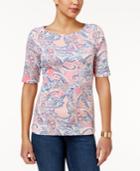 Charter Club Elbow-sleeve Paisley-print Top, Only At Macy's