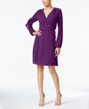 Monteau Petite Split-sleeve Faux-wrap Dress, A Macy's Exclusive