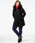 Forecaster Plus Size Fox-fur-trim Buckled Walker Coat