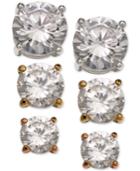 Giani Bernini 3-pc. Set Cubic Zirconia Stud Earrings In Sterling Silver, 18k Gold-plated And Rose Gold-plated Sterling Silver, Created For Macy's
