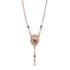 2028 Rose Gold-tone Simulated Pearl Purple Crystal Flower Y-necklace 16 Adjustable