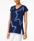 Style & Co. Tie-dyed Star-print Top, Only At Macy's