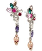 Betsey Johnson Two-tone Multi-stone Skull Drop Earrings